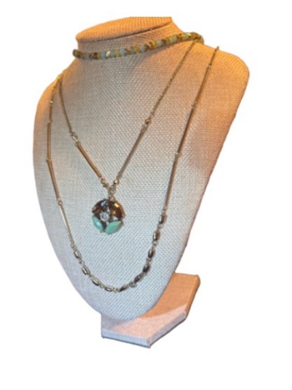 Jade & Jasper gold toned Layered Necklace detachable